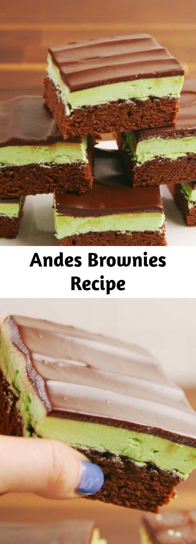 Andes Brownies Recipe - A brownie that looks and tastes like Andes Mints are a dream come true. A decadent brownie for the avid mint and chocolate lover.
