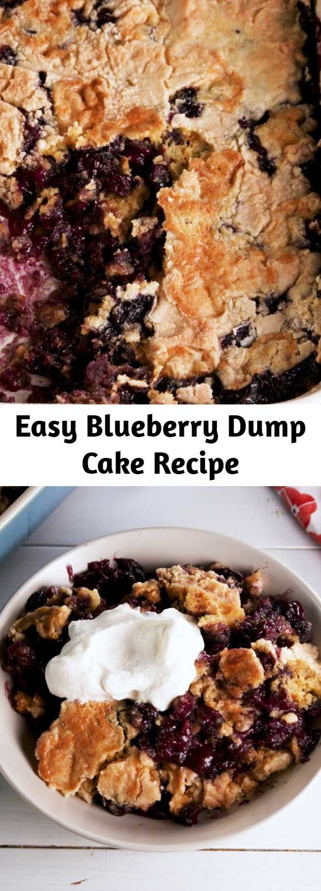 Easy Blueberry Dump Cake Recipe - This Blueberry Dump Cake is as easy as dumping a bunch of stuff into a bowl—but your guests will never know!