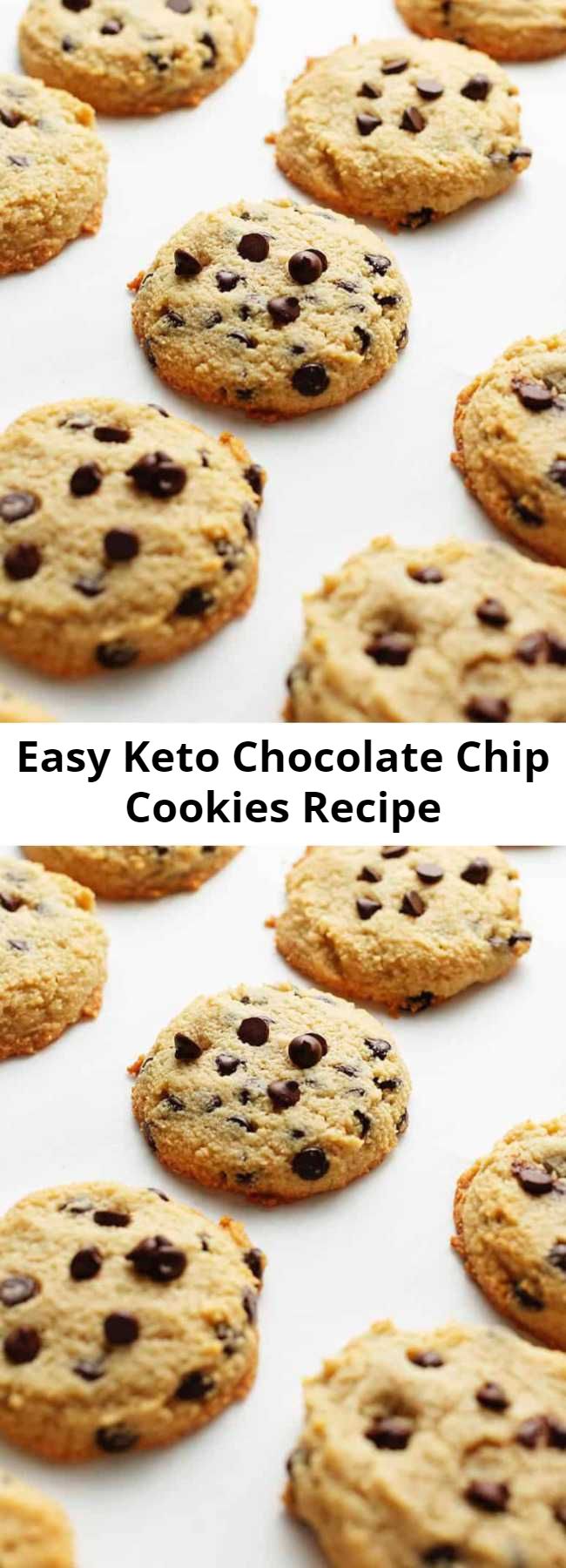 Easy Keto Chocolate Chip Cookies Recipe - These keto chocolate chip keto cookies are low carb, gluten free, amazingly delicious, and kid approved! Easy to make with only 1 bowl and 2 net carbs per cookie! These are truly no fuss. You can literally dump everything in the mixing bowl and they will turn out perfect every time.