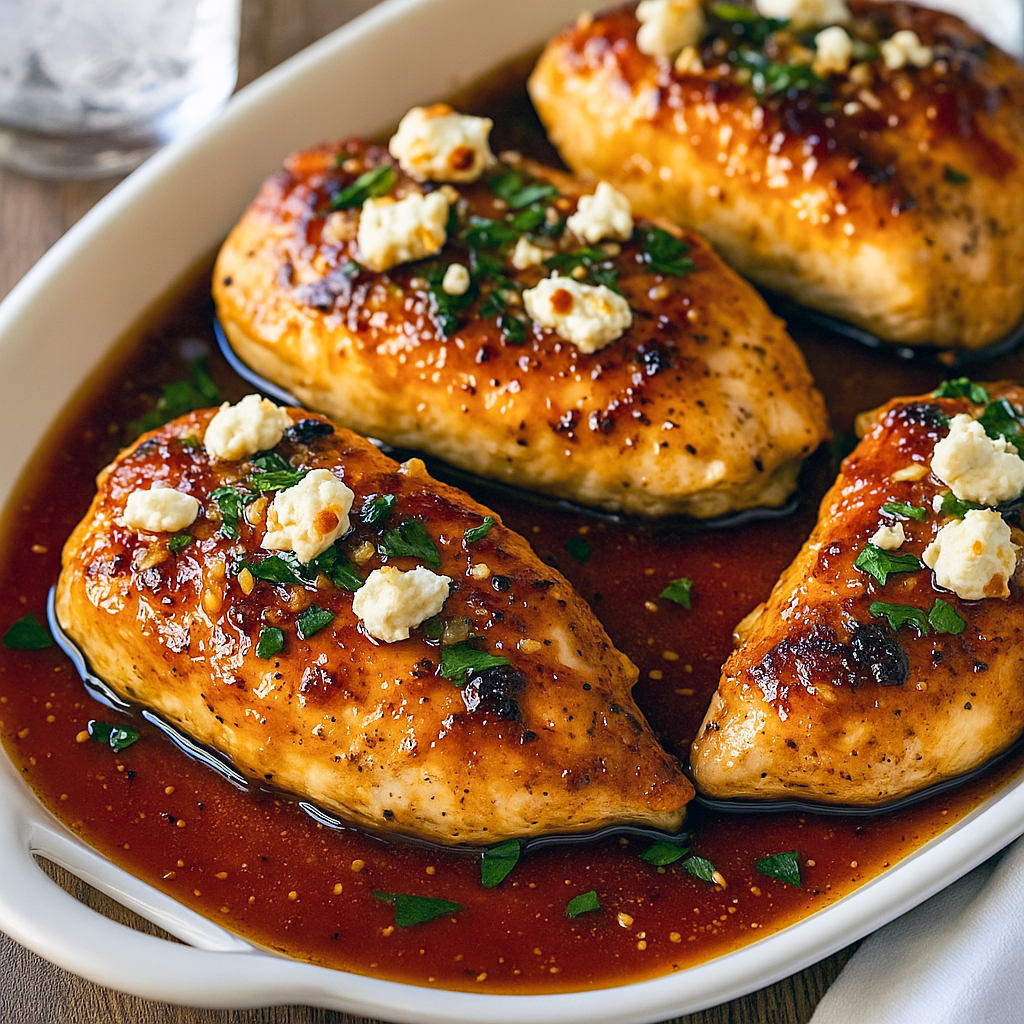 Hot Honey Feta Chicken baked with spicy honey glaze and creamy cheese topping, an easy recipe perfect for Health Dinner Recipes, weeknight Chicken Dinner Recipes, and flavorful Mediterranean Recipes. A juicy favorite among Chicken Breast Recipes and must-try Chicken Dishes Recipes for a quick and delicious Chicken Dinner.