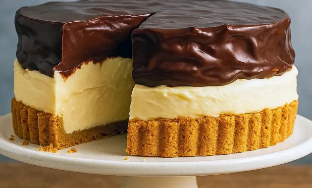 Homemade Boston Cream Pie Cake with layers of soft sponge, creamy custard, and glossy chocolate ganache – a decadent Pastry Cream Cake that’s perfect for celebrations.