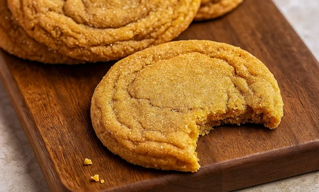 Overhead shot of a plate piled high with Chewy Pumpkin Snickerdoodle Cookies, rolled in cinnamon sugar and slightly cracked on top. Perfect for cozy baking, these Pumpkin Butter Cookies are a must for anyone looking for Fall Inspired Cookie Recipes or chewy, spiced Pumpkin Cookie ideas.