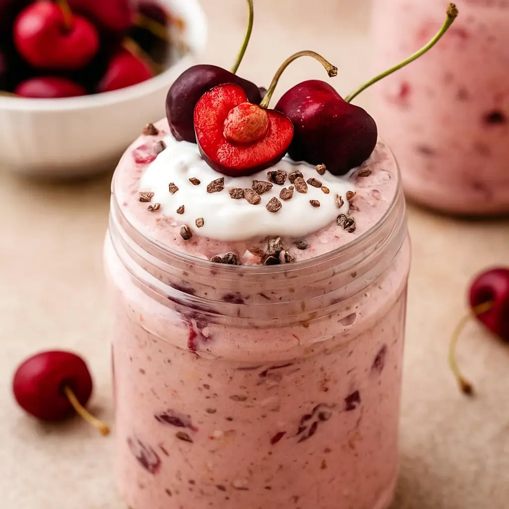 Creamy cherry overnight oats made with Frozen Cherries, almond butter, and Dairy Free Yogurt — the Best Overnight Oats Recipe for busy mornings. Perfect for fans of Strawberry Overnight Oats and other Overnight Oatmeal Recipes, this is a simple and delicious Overnight Oats Recipe Healthy for meal prep.