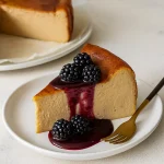 London Fog Basque Cheesecake with blackberry sauce, a creamy and Decadent Desserts treat for British Desserts lovers, perfect for Cheesecake Recipes, Cute Baking, and Sweets Treats inspired by How Sweet Eats and Crème Brûlée, ideal for Baking Sweets and Just Desserts.