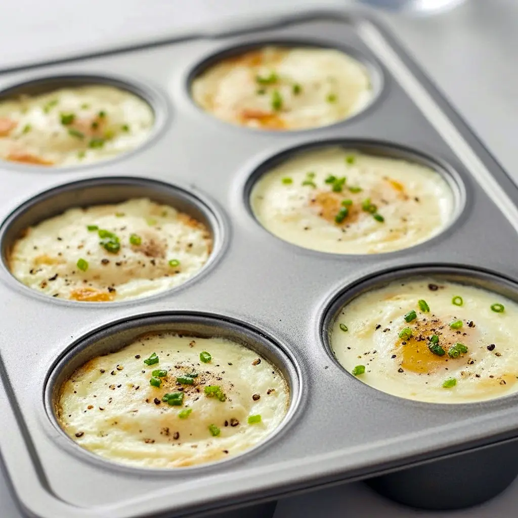 Golden French Eggs baked in muffin tins with creamy Baked Eggs With Parmesan Cheese and herbs — an Easy French Egg Dish perfect for brunch or any Breakfast Recipes Casserole spread.