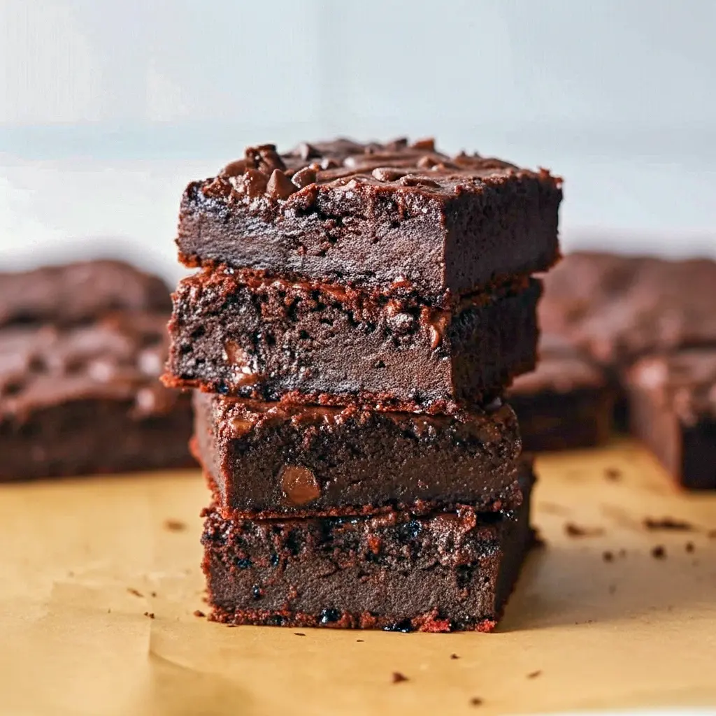 Close-up of fudgy Cheese Brownies with shiny tops and melty chips — a standout on Cottage Cheese Dessert Recipes lists, praised as Cottage Cheese Recipes Healthy and among the best Cottage Cheese Desserts; a creative Cheese Dessert that’s also one of the most Delicious Brownies, perfect for Protein Desserts, featured in Cottage Cheese Recipes and Healthy Sweets Recipes.