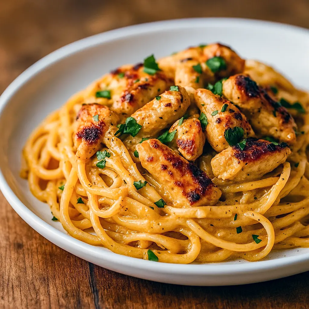 A creamy skillet of linguine tossed with cowboy butter sauce and tender chicken, topped with fresh parsley and parmesan—perfect for Fall Weekday Dinners, Southern Meals For Two, and anyone searching for Simple Ideas For Dinner.