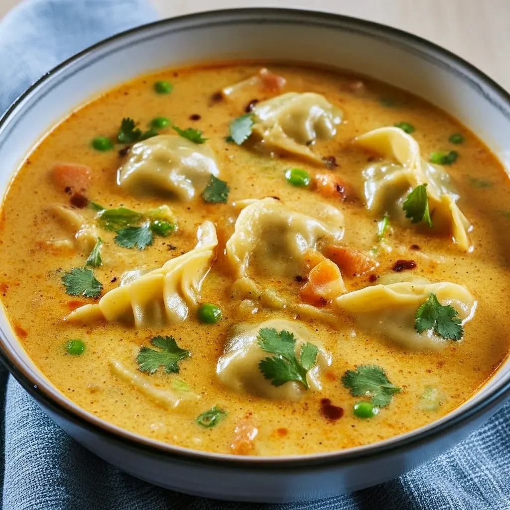 Steaming bowl of coconut curry broth piled with tender dumplings and greens—perfectly styled Soup Recipes Coconut Milk shot that sells Recipes With Dumplings Dinners, nods to Mongolian Soup influences, hints at a homemade Coconut Dumplings Recipe, works as a Bokchoy Dumpling Soup, ideal for Dumpling Lunch Ideas, celebrates Dumplings In Soup, answers What To Have With Dumplings, and makes a tempting alternative to Trader Joe's Dumpling Soup.