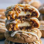 Close-up of a giant salted caramel cheesecake cookie with graham crumbs and caramel drizzle — a drool-worthy Caramel Cookie Recipe that belongs in Call Cookie Recipes roundups and Baked Treats Recipes collections, offering the crunch of Caramel Crunch Cookies, the indulgence of Caramel Baking Recipes and Carmel Cheesecake Cookies, perfect for Cream Cheese Cookie Recipes, your Cookie Flavors Ideas List, and seasonal Fall Gourmet Cookies displays.