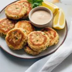 Golden brown Cottage Cheese Tuna Cakes sizzling in a skillet — a high-protein, crispy-outside, creamy-inside twist on Cottage Cheese And Tuna Recipe, perfect for easy weeknight dinners and Tuna Cottage Cheese Recipes meal prep ideas.