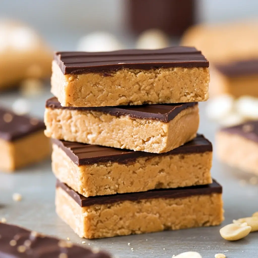 Stack of chocolate-drizzled bars on parchment, a visual guide to How To Make No Bake Protein Bars and a great example of Protein Bars Homemade Healthy No Bake; close-up shows one Protein Bar cut to reveal texture — ideal for bookmarking under Protein Bar Recipes.