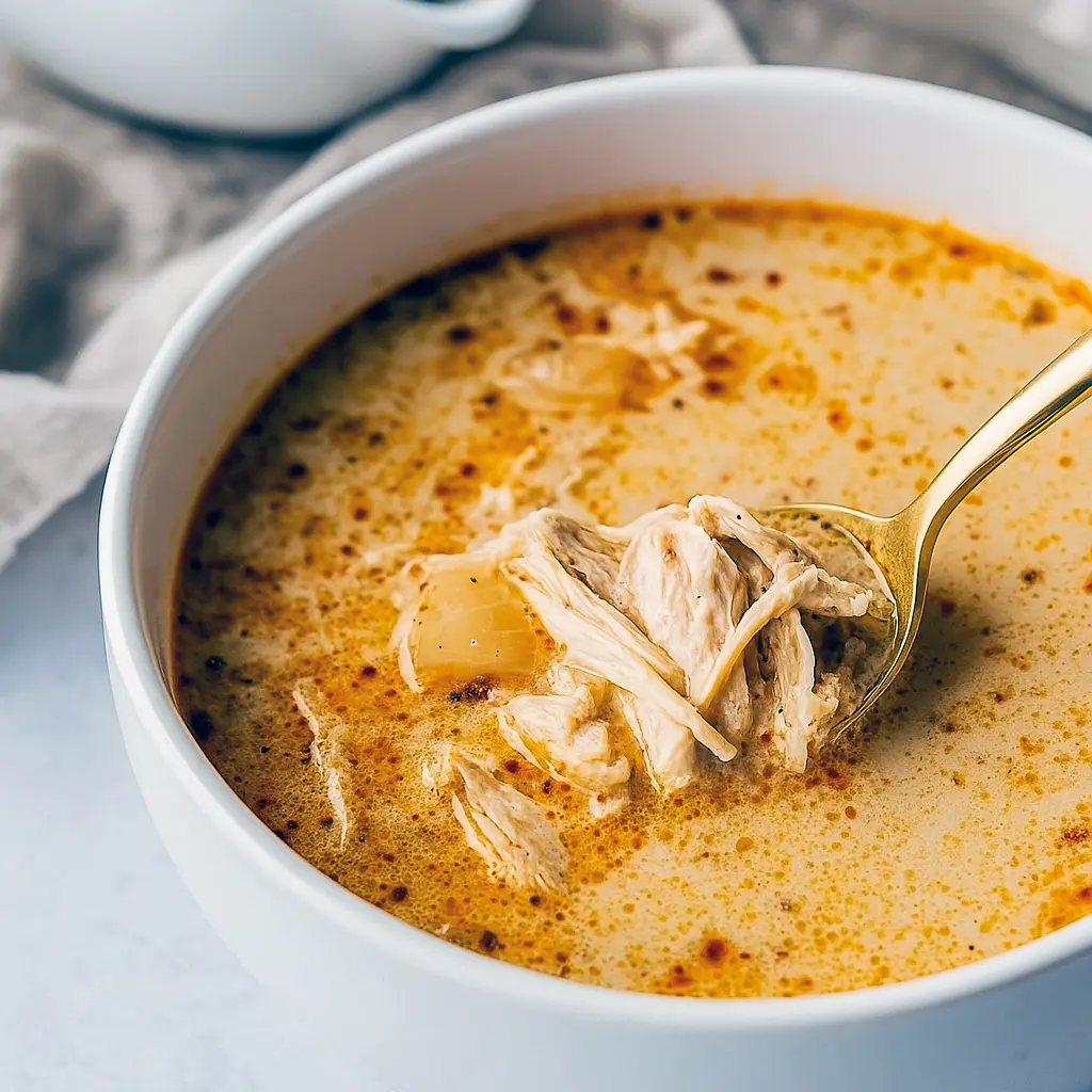 Bowl of creamy Keto White Chicken Chili topped with shredded cheese, avocado, and cilantro — a hearty and satisfying dish perfect for High Protein Lower Carb Meals, Low Carb Bariatric Meals, Low Carb Lunch Snacks, and even adaptable into Crockpot Diet Recipes as one of the top Protein Recipes Healthy Dinner options.