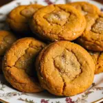Soft and chewy Maple Pumpkin cookies topped with maple glaze on a rustic plate — the perfect Fall Cookie Recipes for cozy mornings and easy Pumpkin Dessert baking inspiration.
