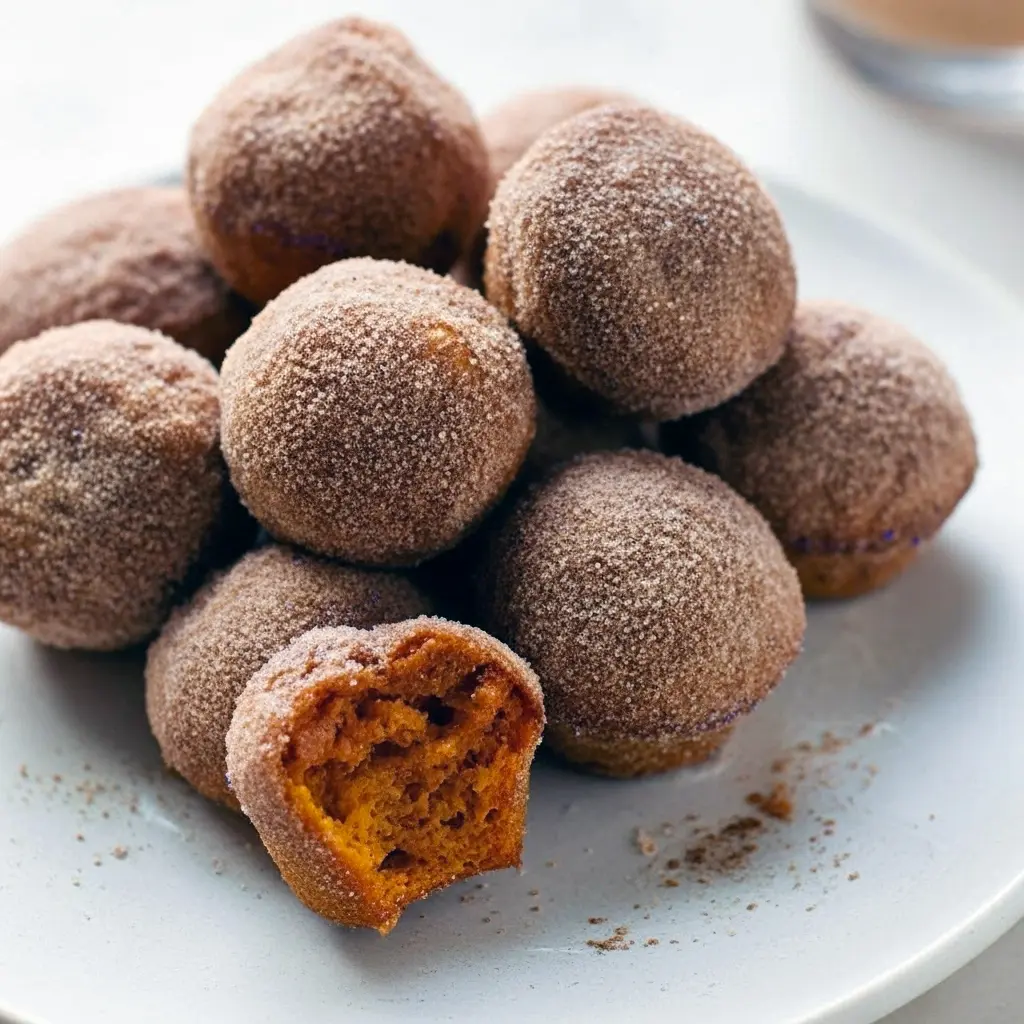 Close-up of warm, sugar-dusted Cinnamon Pumpkin Mini Muffins on a cooling rack, showing golden tops and a cinnamon-sugar sheen, Mini Cinnamon Sugar Pumpkin Muffins.