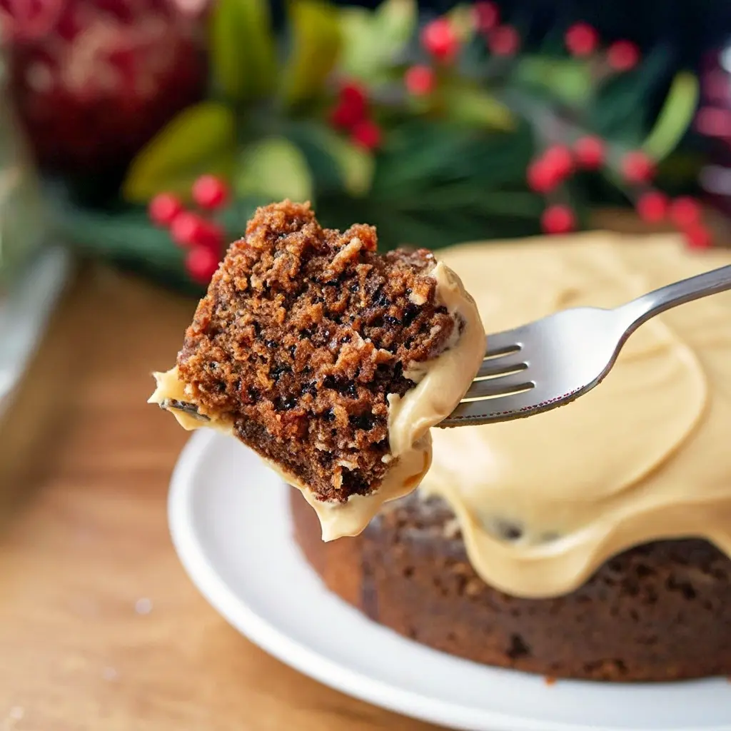 Slice of molasses-topped gingerbread with cream-cheese frosting — the ultimate Gingerbread Recipe for when you want to Eat Dessert and savor Sweets Treats.