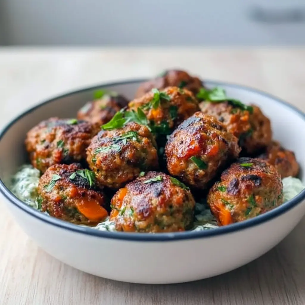 Lentil Dinner Recipes — golden-brown baked Greek lentil meatballs on a platter with tzatziki and fresh herbs, showing a hearty Green Lentil main; a visual nod to Recipes Using Lentils, versatile Meals With Lentils, everyday Lentil Meals, go-to Recipes With Lentils, classic Lentils Recipe, easy Lentil Dinner, and vibrant Green Lentil Recipes.