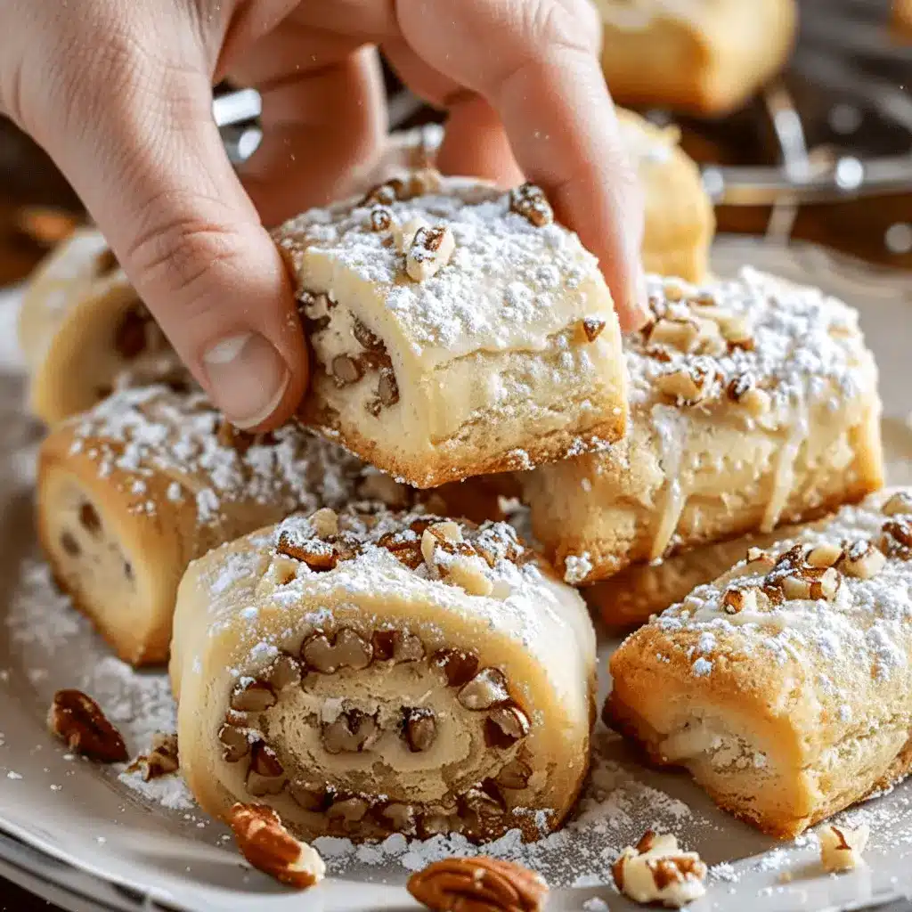 Close-up of golden italian Cookies with swirls of rich nut filling — the Best Nut Roll Recipe baked to perfection, showcasing a tender, flaky texture and irresistible aroma.