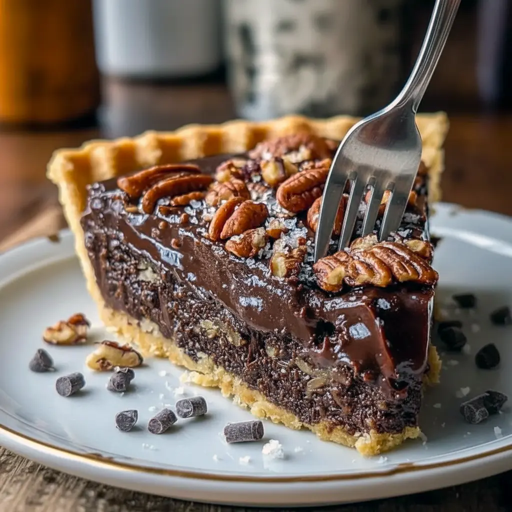 A rich, glossy Pecan Pie Recipe Chocolate baked to perfection, filled with gooey chocolate, crunchy pecans, and golden crust, making it one of the best Easy Wow Desserts for fall.