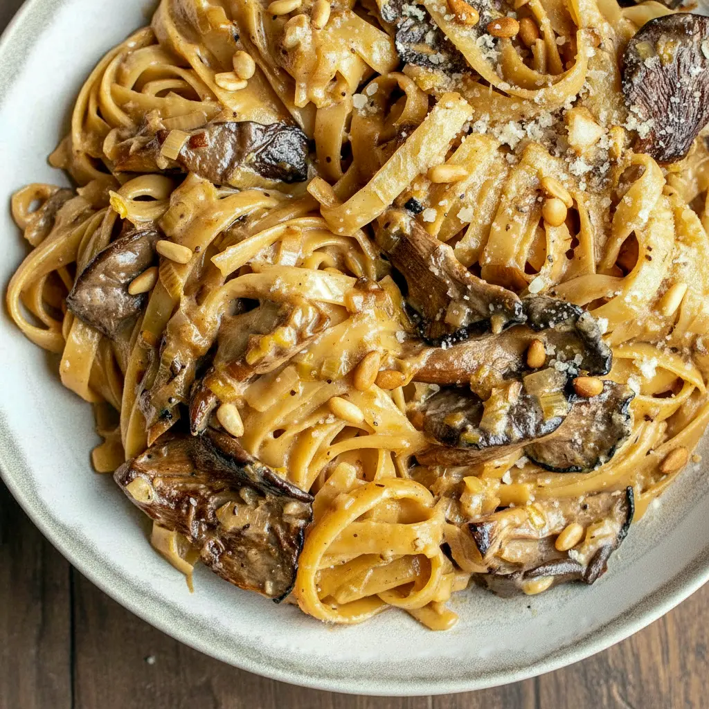 Pasta Dinner Recipes — close-up of creamy leek & mushroom fettuccine with melted Gruyère; great for Vegetarische Rezepte, Veggie Recipes, Pasta Dishes, Pasta Recipes, a little Food For Thought, easy Diy Food Recipes, full-on Italian Recipes — Bon Appétit.