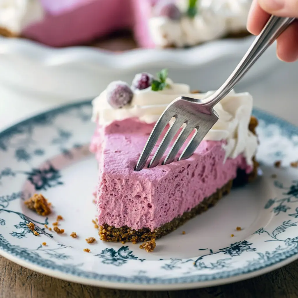 Slice of Cranberry Mousse Dessert on a plate, styled like a Cranberry Pomegranate Mousse Pie and scaled like a Cranberry Slab Pie Recipe, set on a Cranberry Tart With Gingersnap Crust with nods to Cranberry Custard Pie Food Network classics — a fresh take on Traditional Holiday Desserts that even Indian Pudding fans will love; perfect Cranberry Dessert or elegant Cranberry Pie.