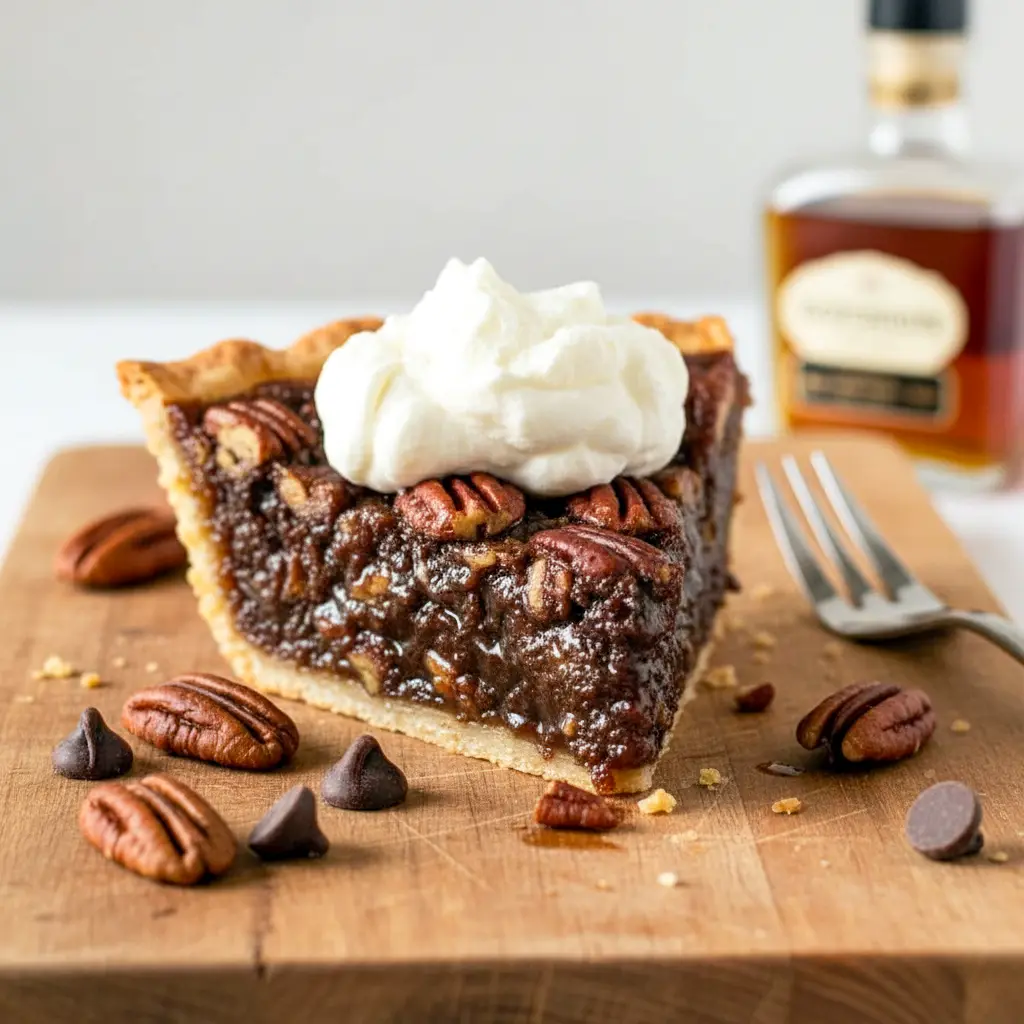 Thanksgiving Chocolate Dessert Ideas — glossy slice of Bourbon Chocolate Pecan Pie with toasted pecans, a nod to Dessert Recipes With Bourbon and Black Bottom Bourbon Pecan Pie, cozy enough for Country Style Desserts, perfect as a Chocolate Thanksgiving Pie or Chocolate Christmas Pie, the top pick for Thanksgiving Dessert Ideas Chocolate, a decadent Bourbon Pie and ideal Chocolate Dessert For Thanksgiving.