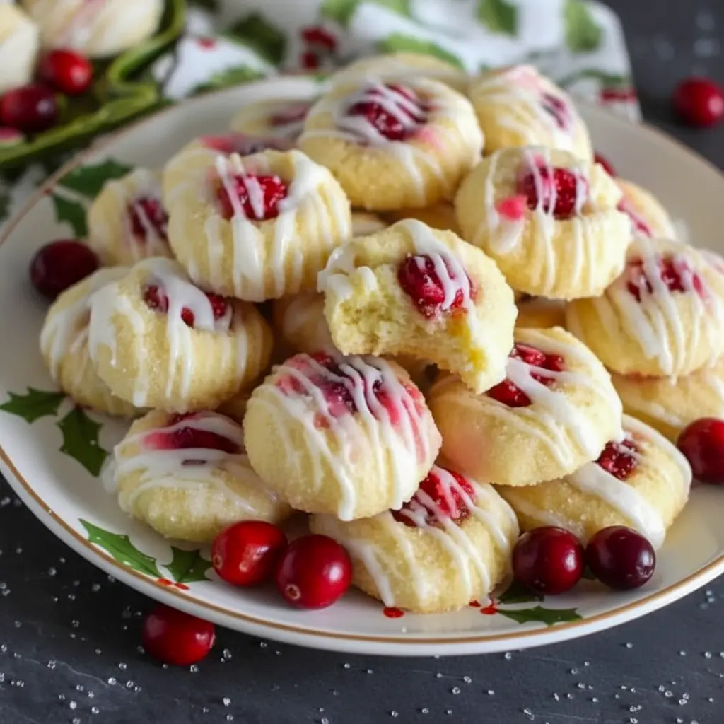 Close-up of a glazed lemon cranberry cookie on a baking sheet, a festive example of Christmas Baking Cookies that belongs in top Cranberry Cookies Recipes and easy Christmas Baking Recipes. Perfect for Cranberry Cookies platters or Xmas Cookies exchanges, this jewel-toned sweet is one of my go-to Cranberry Recipes for holiday Christmas Cooking and a delightful Lemon Cookies bite.