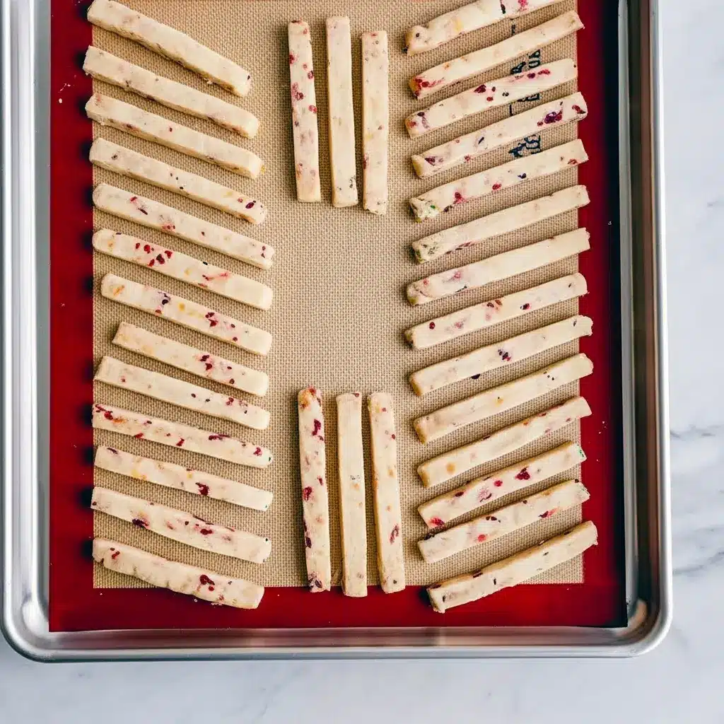 Buttery orange-cranberry shortbread sticks arranged on a festive plate, Holiday Treat Ideas.