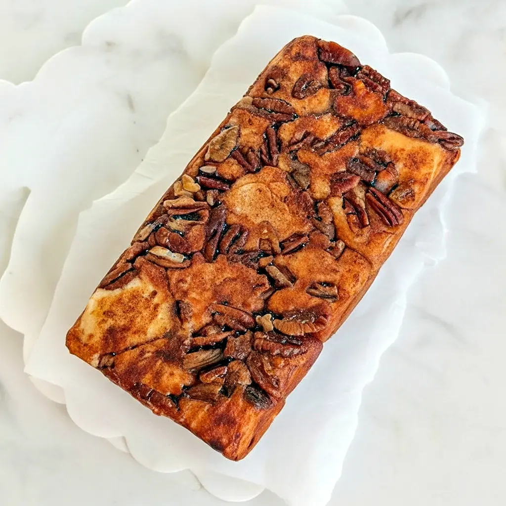 Close-up of golden pull-apart monkey bread loaf in a pan, cinnamon-coated protein dough balls with a tender, pillowy interior, High Protein No Sugar Desserts.