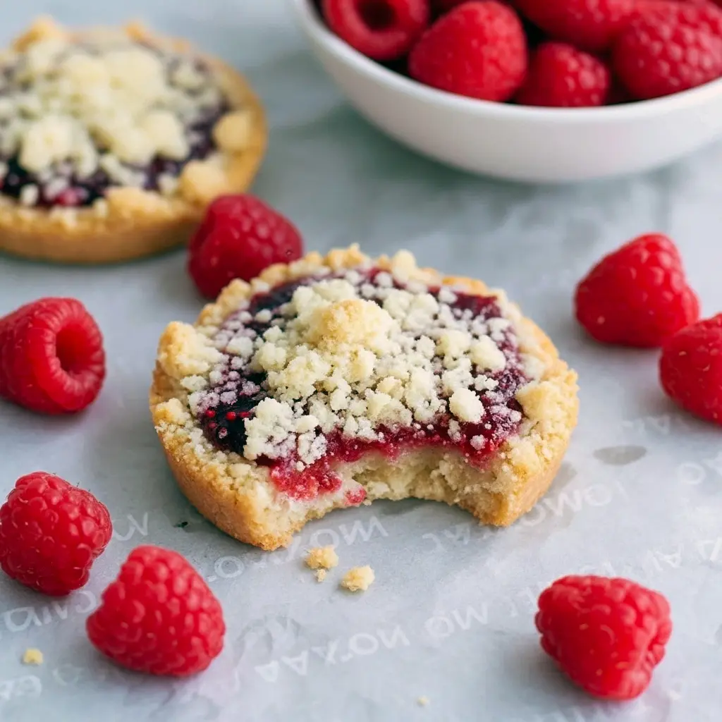 Photo of jam-topped Keto Cookies with a golden crumb (mini Raspberry Crumble), styled alongside jars of Sugar Free Cranberry Sauce and regular Cranberry Sauce; presented as Low Carb Treats and Guilt Free Snacks, great for Healthy Dessert Options, easily served as Keto Biscuits, and promoted as a way to Reduce Food Waste.