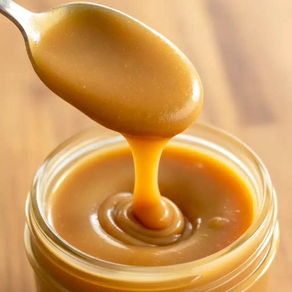 Keto Salted Caramel spoon pouring into a jar, glossy and thick; caption notes Low Carb Keto Caramel Sauce Recipe, nearby are bite-size Keto Caramel Fat Bomb Recipe squares and a dish labeled Keto Candy; the photo sits among jars labeled Keto Sauces and a stack of Breakfast Low Carb pancakes, suggesting easy Keto Dessert Easy and other Low Carb Sweets for Joy Filled Eats.