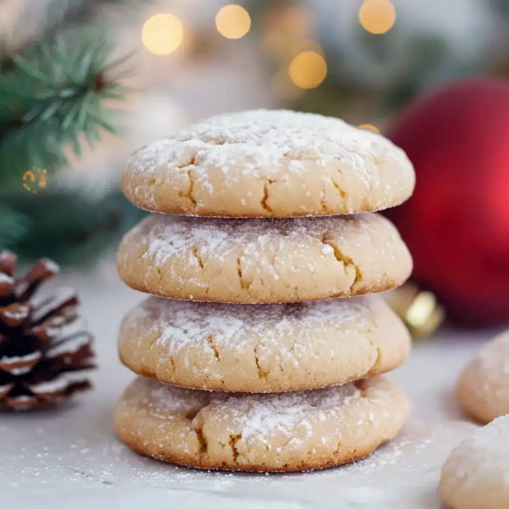 Spiced Christmas Cookies piled on a rustic board, dusted with nutmeg-sugar and ready for gifting.