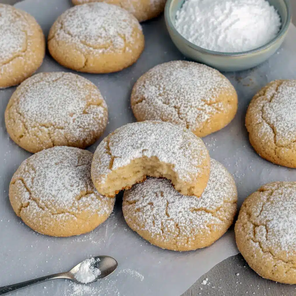 Spiced Christmas Cookies piled on a rustic board, dusted with nutmeg-sugar and ready for gifting.