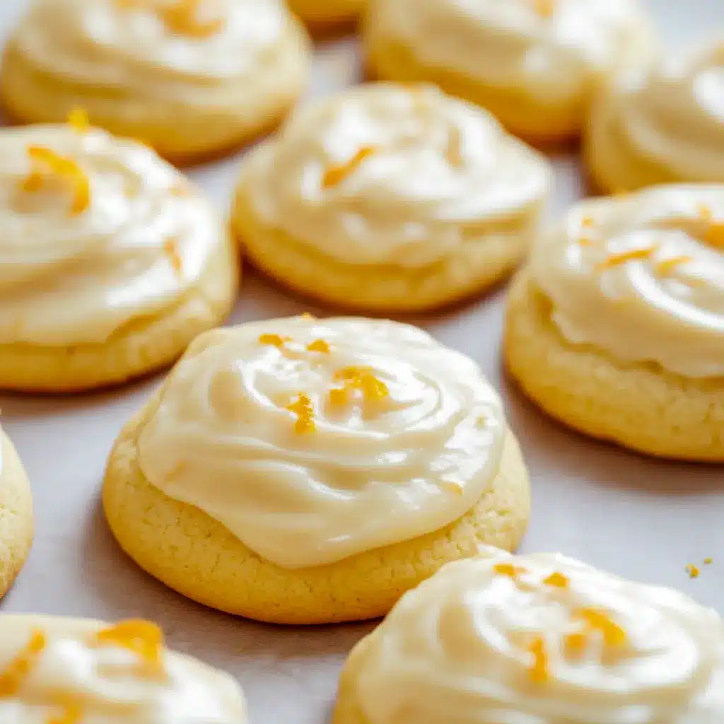 Close-up of glazed orange cookies on a wire rack, each topped with fine orange zest and a shiny citrus glaze, Orange Christmas Cookies Recipes.