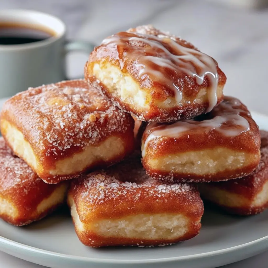 Close-up of glossy maple-glazed Donut Bar squares on a wooden Serving Platters board, sprinkled with powdered sugar — ideal Dessert Squares for breakfast or brunch.