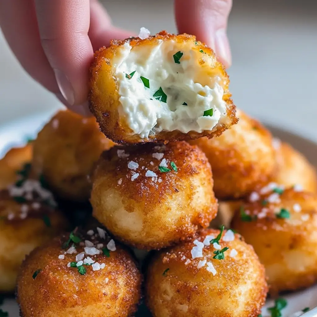 Close-up of golden Cottage Cheese Snack tots on a wooden board with a small bowl of creamy dip — a top Simple Snack Ideas pick.