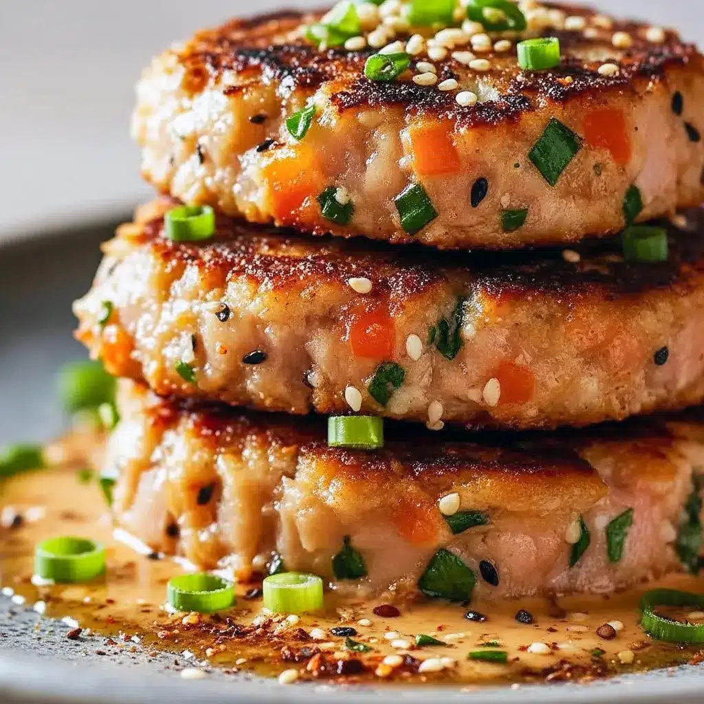 Close-up of golden tuna cakes topped with creamy sriracha-lime mayo and sliced scallions — a tasty example of Spicy Tuna Recipe Ideas and a crunchy Canned Tuna Appetizer.
