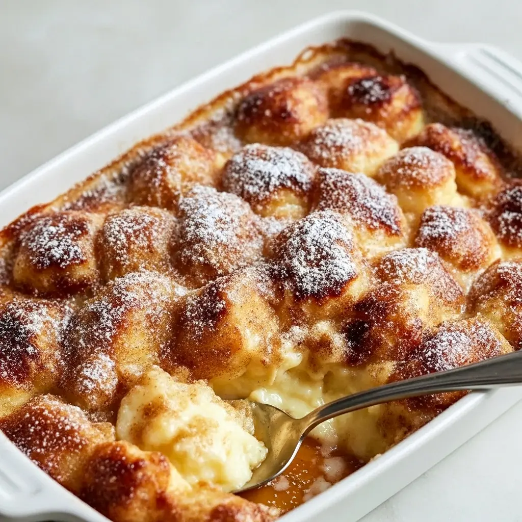 Bubbling Snickerdoodle Cobbler in a baking dish with a melting scoop of vanilla ice cream — the ultimate Movie Night Dessert.