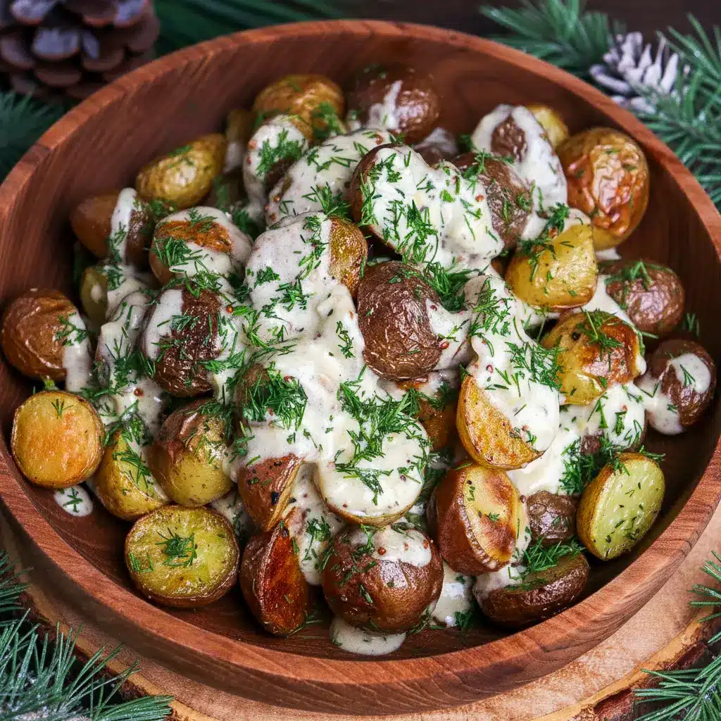 A bowl of Mustard Roasted Potatoes served hot as a golden, creamy, and comforting dinner side.