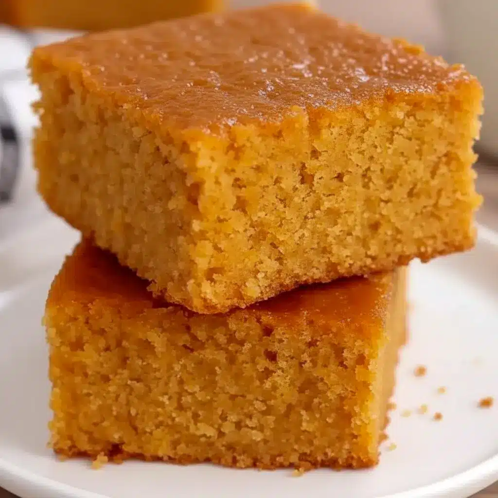 Slice of golden Sweet Potato Cornbread on a wooden board, glazed and ready — a top Quick Potato Side Dishes pick for cozy dinners.