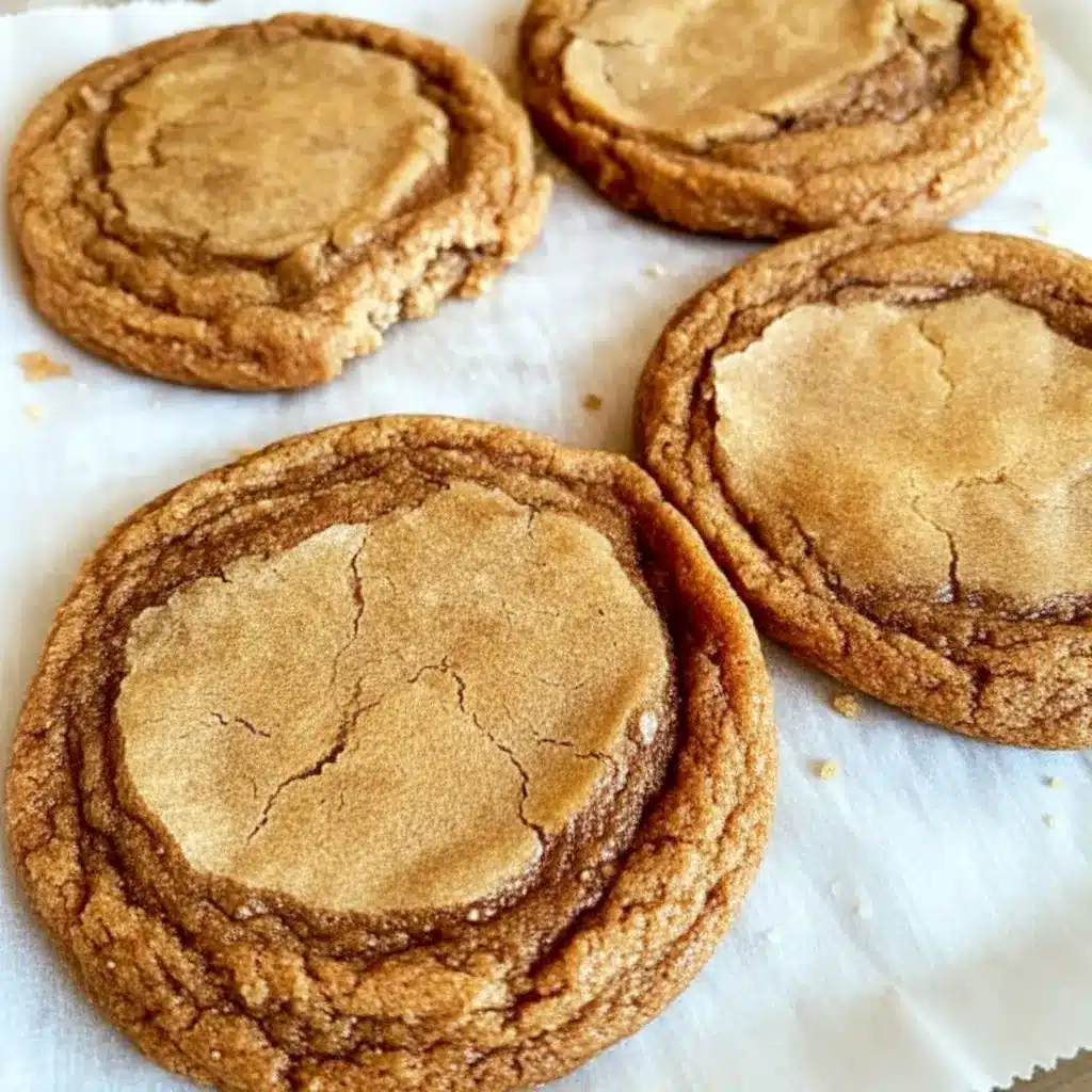 Brown Butter Cinnamon Cookies stacked on a plate with golden edges and a soft center, showing a warm homemade treat perfect for Sweet Snacks and Christmas Baking.