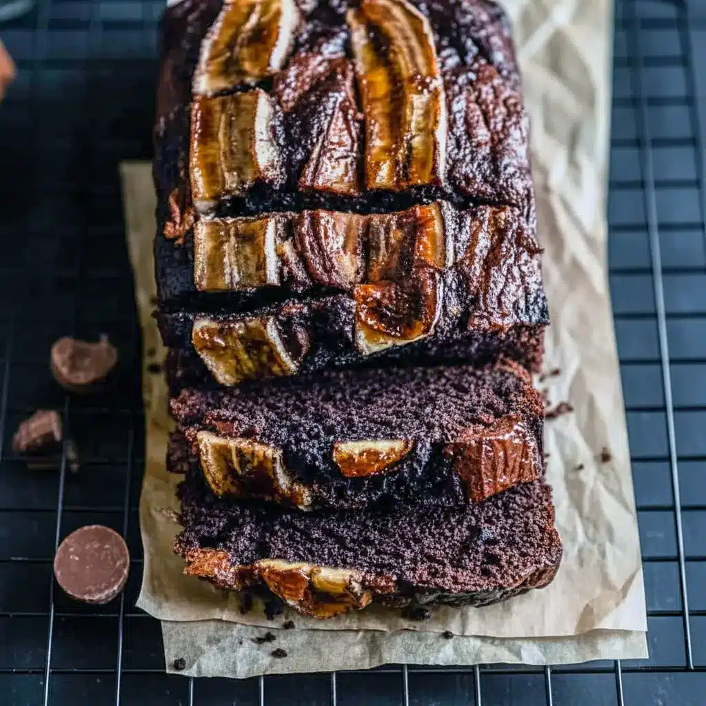 A slice of Chocolate Espresso Banana Bread with melted chocolate chips and a soft, rich crumb, shown as a decadent Bread Recipes Sweet treat on a plate.