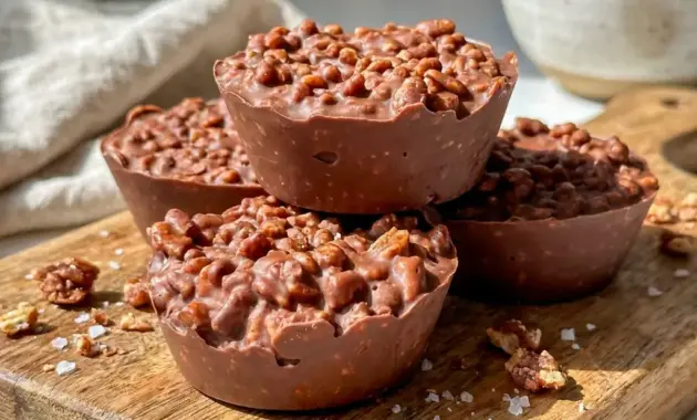 Chocolate Peanut Butter Crunch Cups with a crisp chocolate shell and salty-sweet peanut butter filling for an irresistible Crunchy Chocolate Peanut Butter treat.