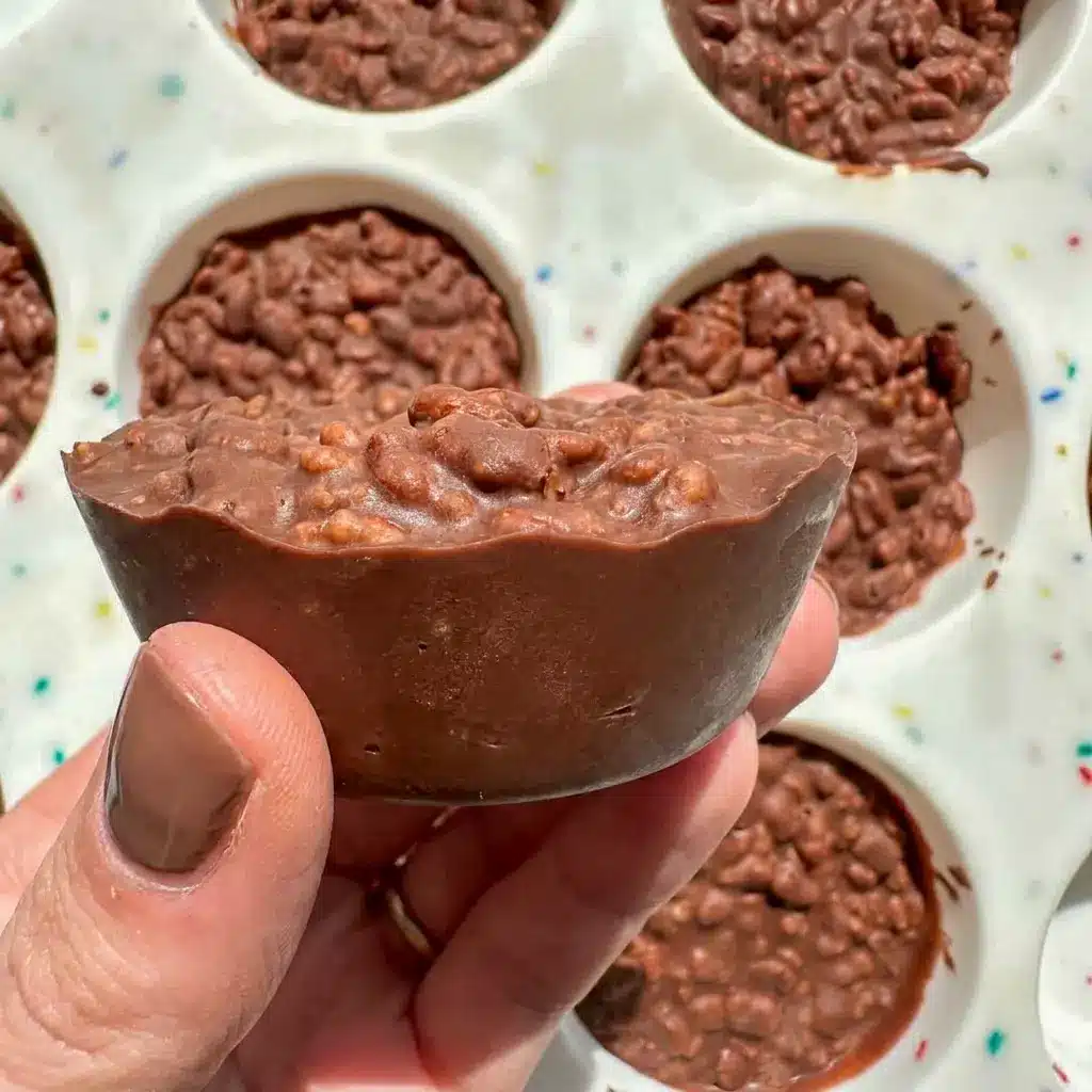 Chocolate Peanut Butter Crunch Cups made as easy freezer-friendly Homemade Crunch Cups with a rich, crunchy bite.