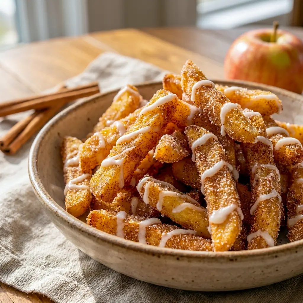 Air Fryer Apple Fries with a tender center and crispy edges, a tasty choice for Food To Make After School or Fun Things To Cook With Kids.