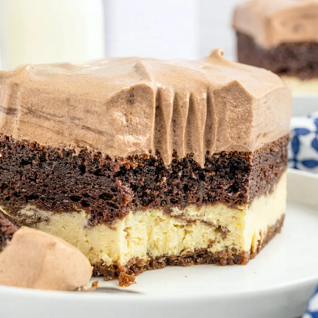 Italian Love Cake served on a pretty dessert plate with a smooth pudding frosting finish, featuring Chocolate Italian Love Cake Recipe details and a rich homemade look.