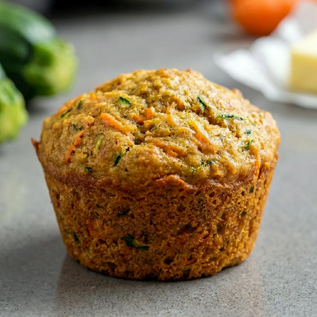 Fresh-baked Morning Glory Muffins as a tasty Health Muffins Breakfast idea on a rustic plate.