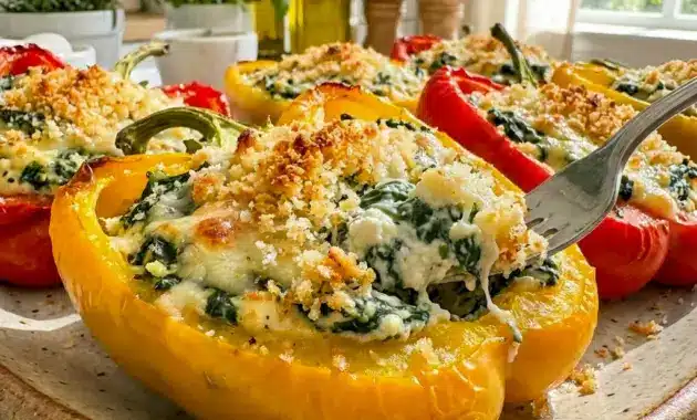 Tuscan Ricotta Stuffed Peppers baked until golden, a cozy Veggie Dinner Recipes For Two idea with creamy cheese filling.
