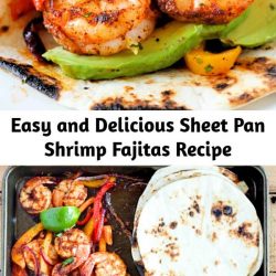 Easy and Delicious Sheet Pan Shrimp Fajitas Recipe This shrimp fajita recipe is seriously so easy and delicious! All you have to do is scoop the juicy shrimp, tender bell pepper and onions into a soft warm tortilla for a super fast and easy weeknight dinner!