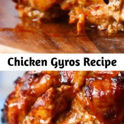 Chicken Gyros Recipe The marinade for the chicken is so sensational that I use it even when I'm not making Gyros! This is fantastic for entertaining because you can just lay it all out for guests to help themselves. The smell when the chicken is cooking is incredible - you can really smell the oregano and garlic!