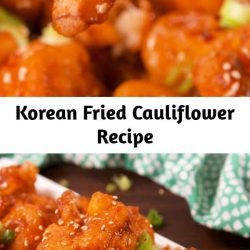Korean Fried Cauliflower Recipe Making your own tempura batter is what makes this dish. #food #easyrecipe #vegetarian #familydinner #dinner